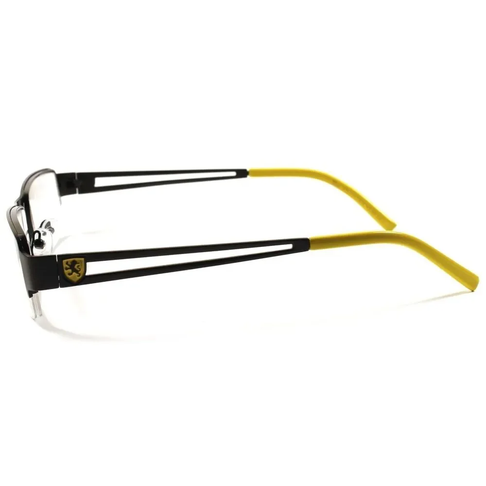Fashion Black Yellow Rectangle Half Frame Mens Womens 2.50 Reading Glasses E25E